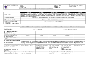 Grade 5 DLL EPP 5 Q4 Week 1 - GRADES 1 to 12 DAILY LESSON LOG School ...