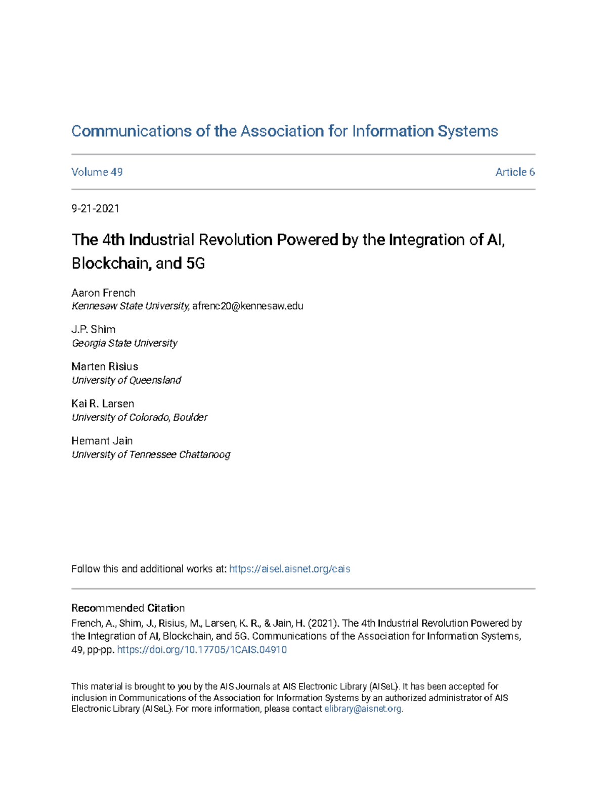 The 4th Industrial Revolution Powered by the Integration of AI B ...