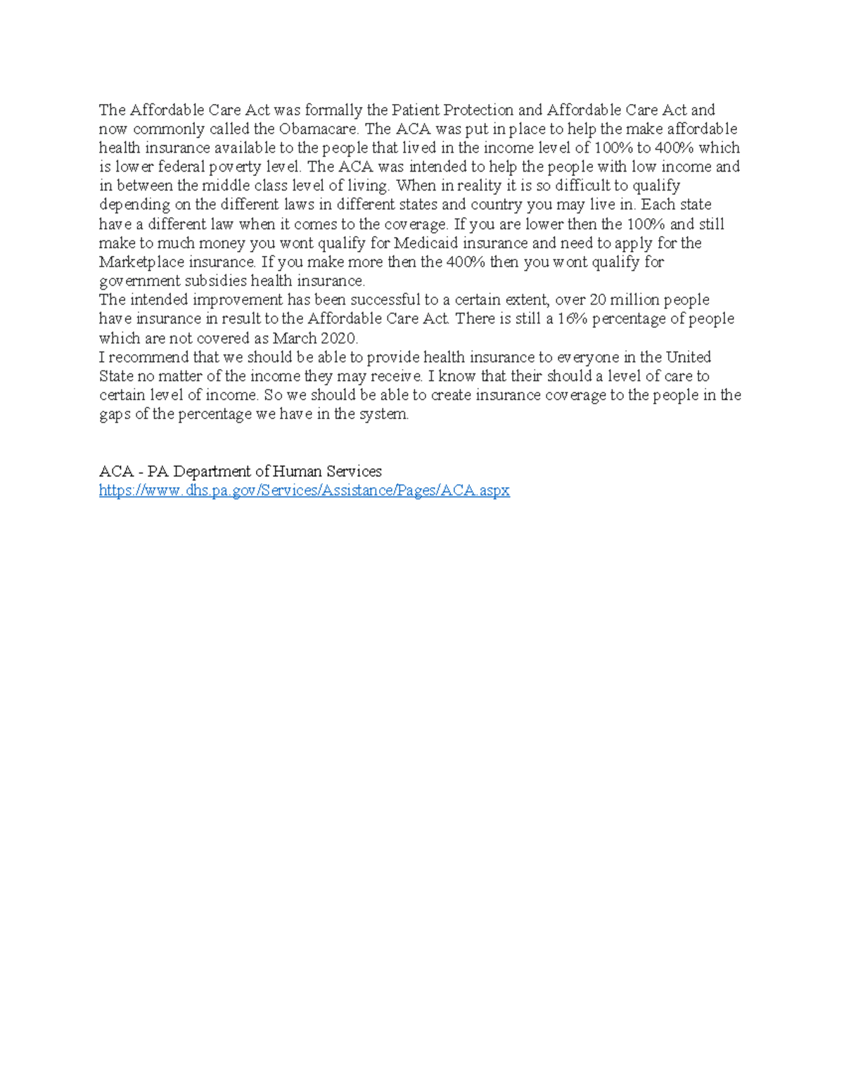 HCM 7-1 Discussion: Analyzing the Impact of the Affordable Care Act ...