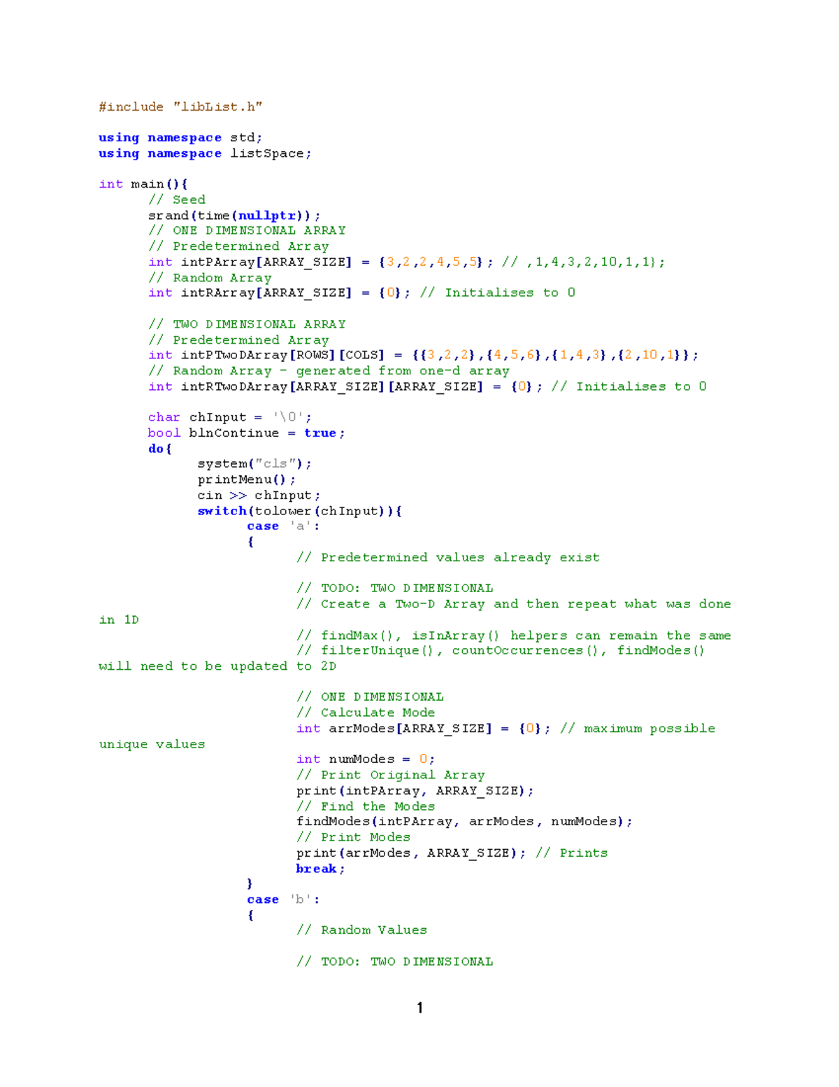CSC01A1 2026 P6 Solution: One & Two Dimensional Array Operations - Studocu
