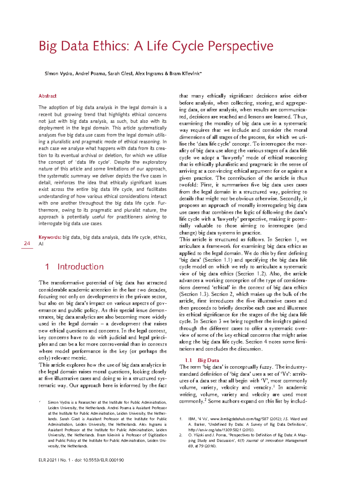 Ethical Considerations in Big Data Use Cases: A Life Cycle Analysis ...