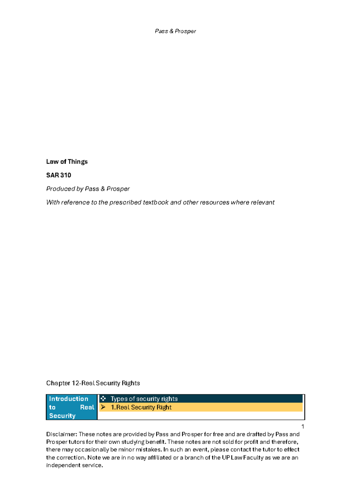 SAR 310 Final Exam Notes: Real Security Rights & Mortgages Overview ...
