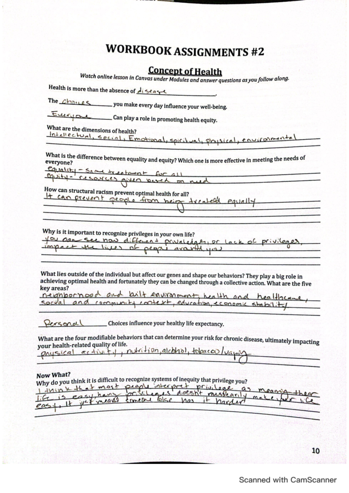 HLTH 1000 - Workbook 2: Exploring Health Concepts and Equity - Studocu