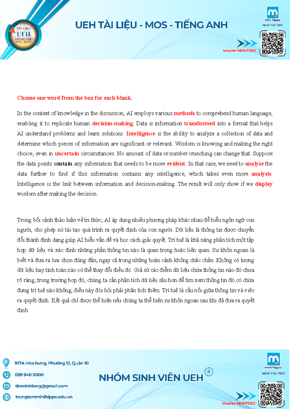 TADV - AI Language Comprehension and Decision-Making Essentials - Studocu