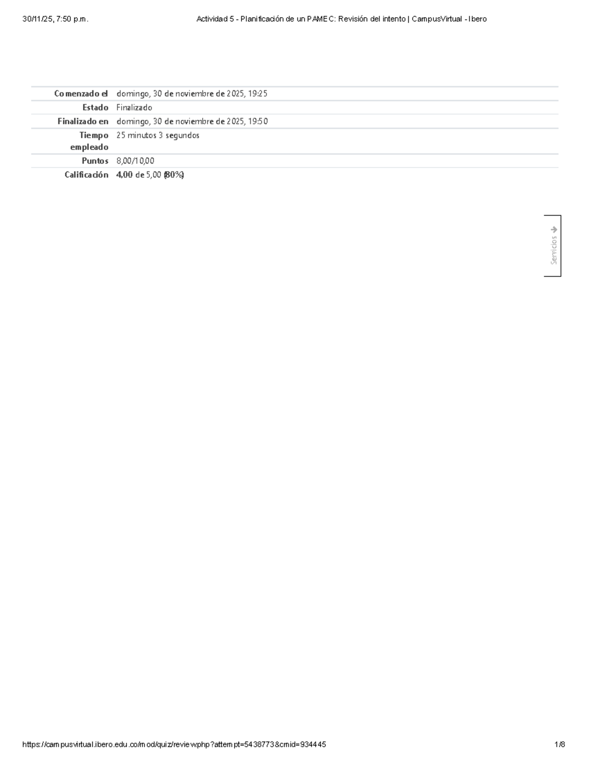 Actividad 5: Planificación de un PAMEC - Revisión del Intento (Curso: 7 ...