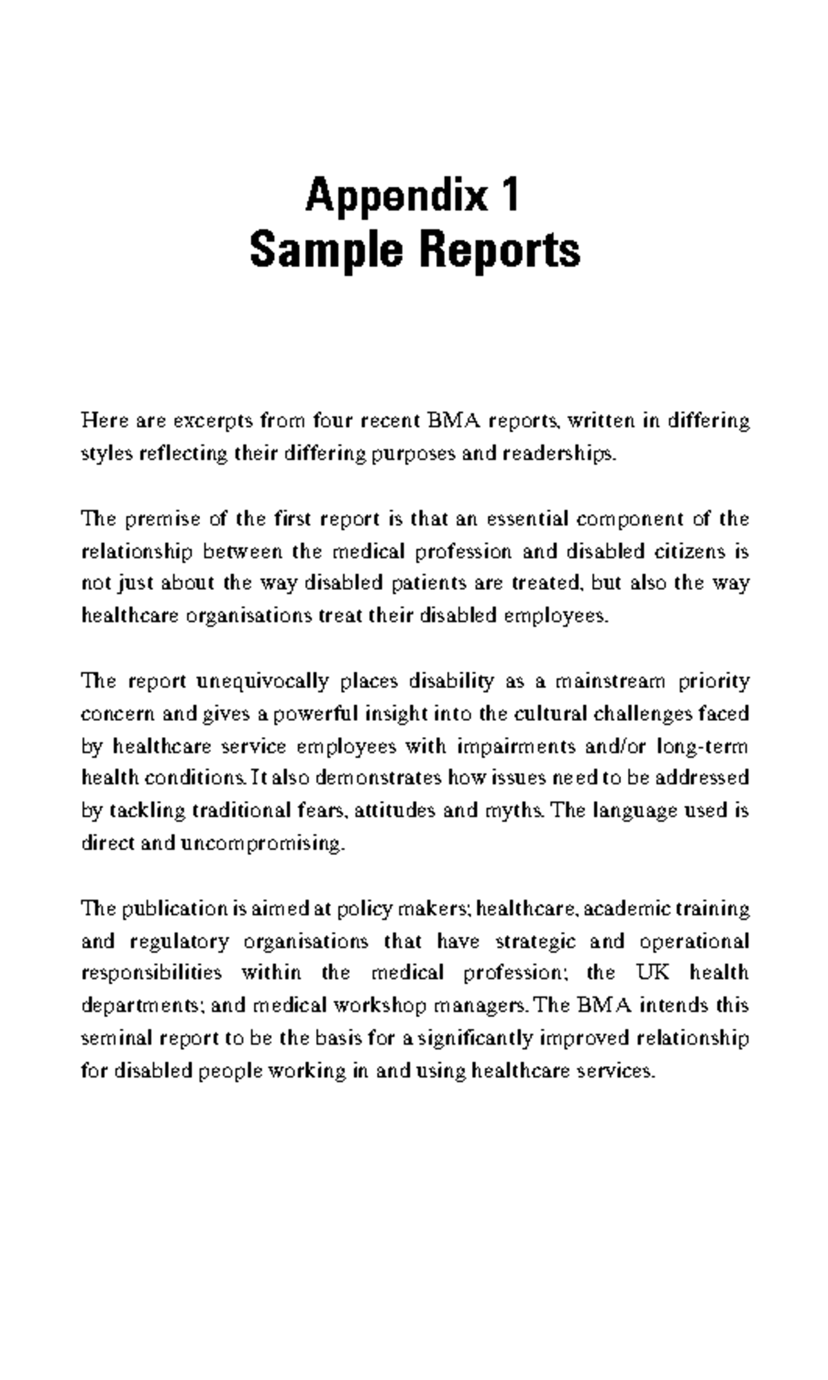 BMA Reports on Disability Equality and Health Issues: A Review - Studocu