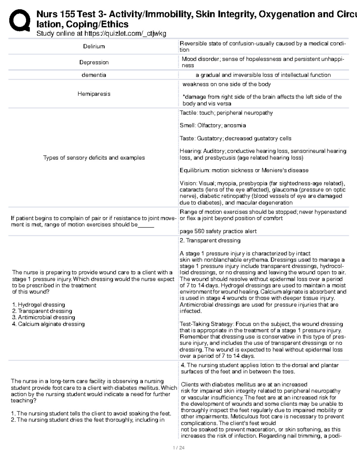 Test 3 Nursing 155 Study Notes - Key Concepts & Wound Care Insights ...