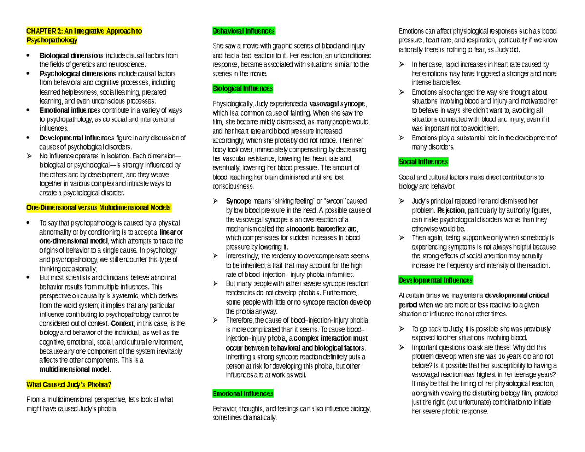 CHAPTER 2: Integrative Models of Psychopathology in Abnormal Psychology ...