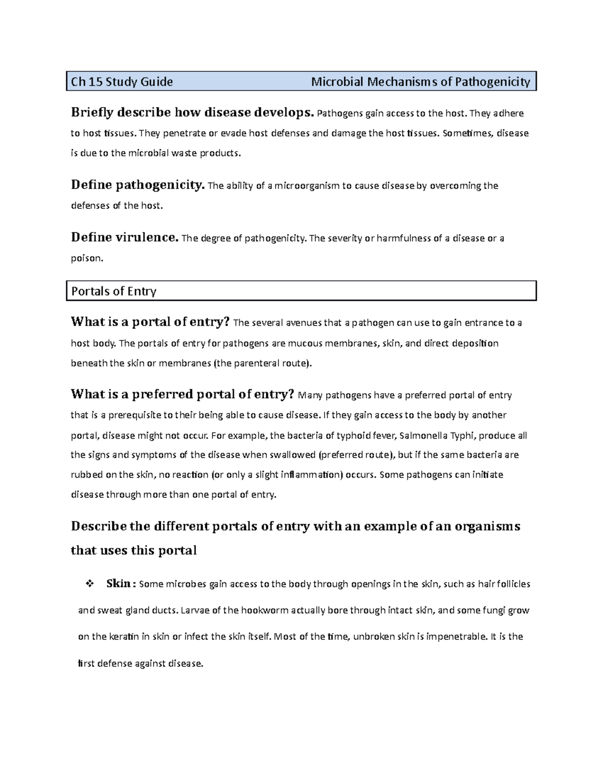 Ch 15 Study Guide: Microbial Pathogenicity Mechanisms Explained - Studocu