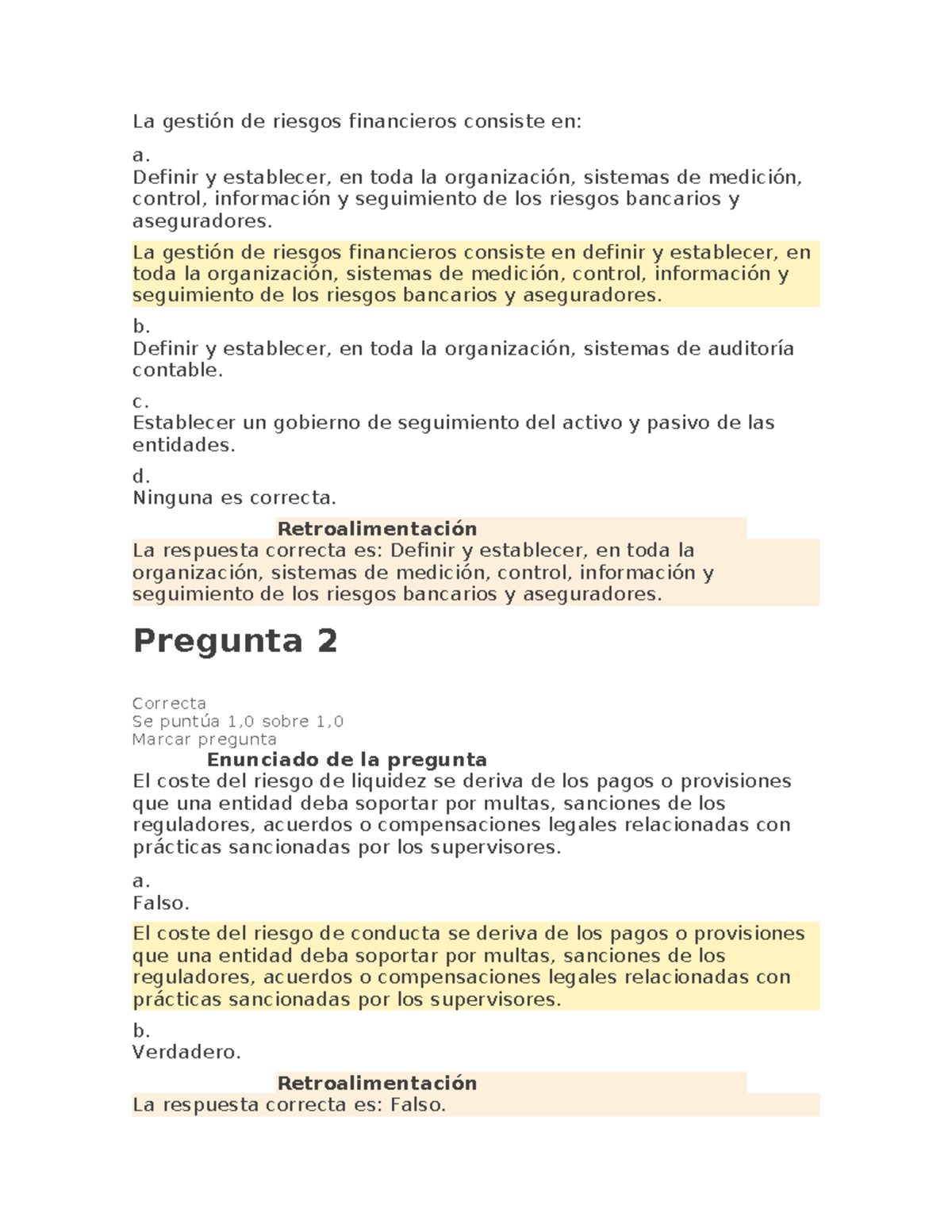 Evaluación de Gestión de Riesgos Financieros: Unidad 1 - EVALUACION - Document Preview