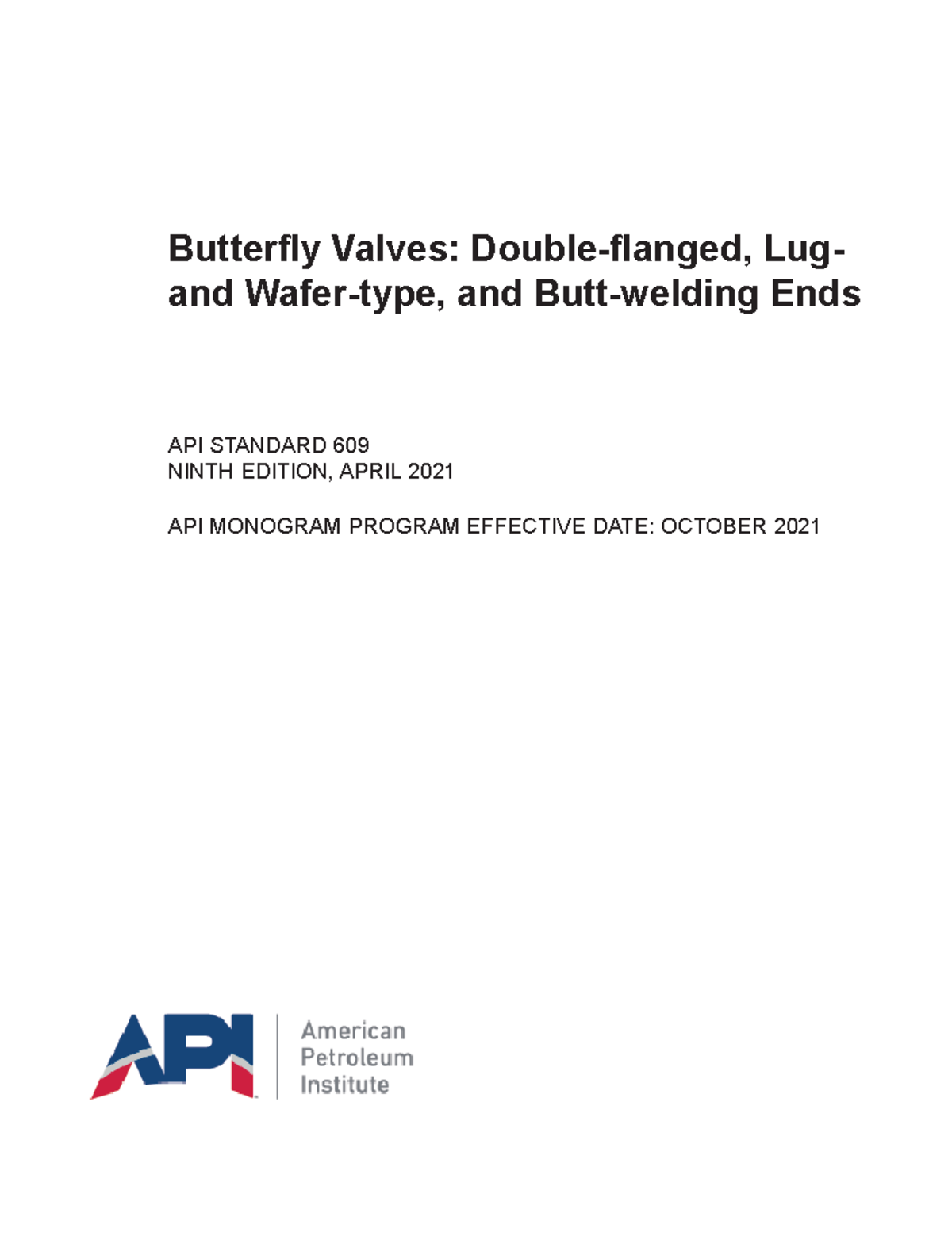 API 609 Standard: Butterfly Valves Design & Requirements Overview - Studocu