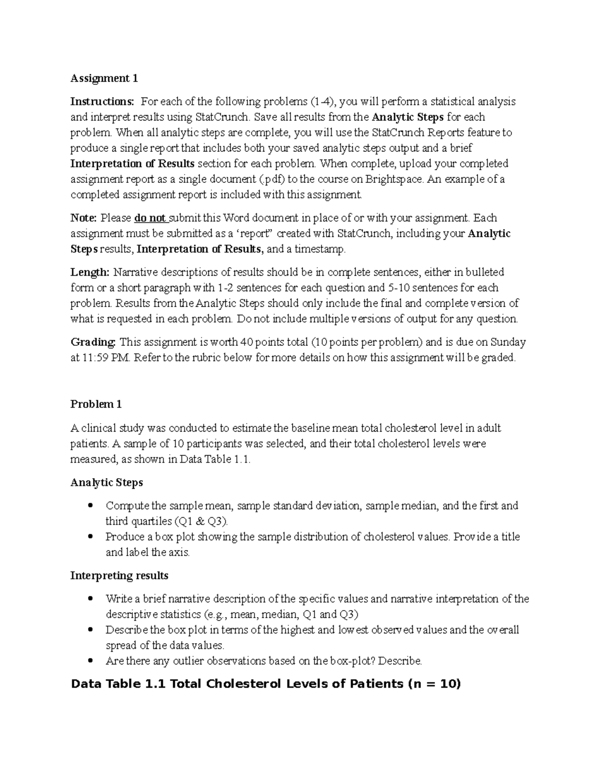 Statistical Analysis Assignment 1 BST322: Instructions and Guidelines ...