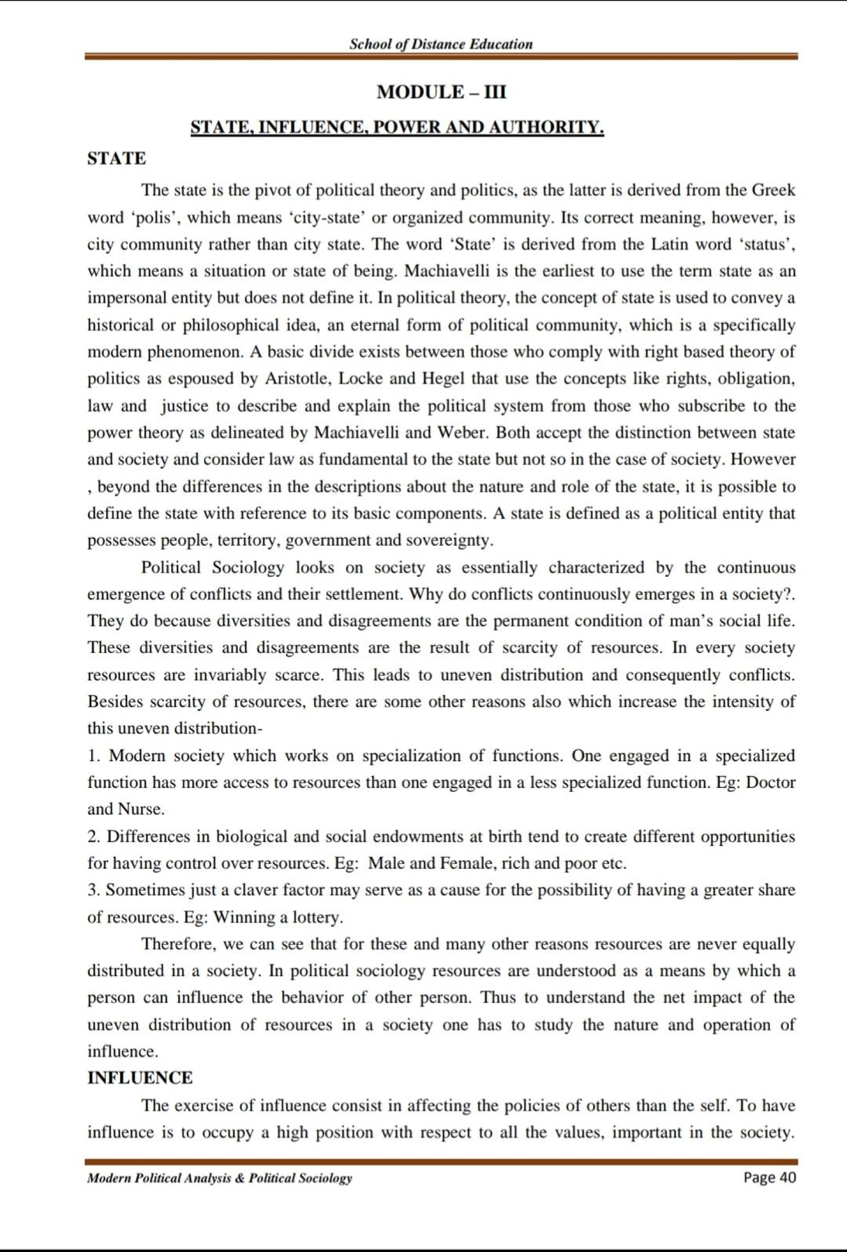 Political Sociology: State, Influence, Power & Authority Analysis - Studocu