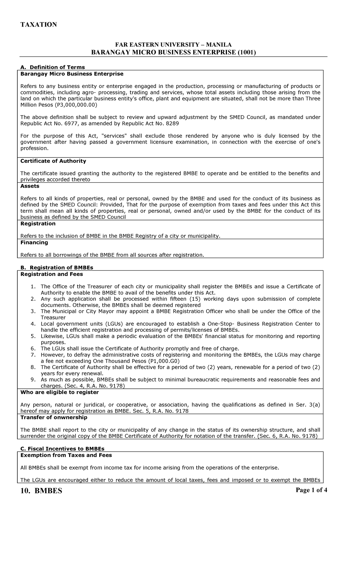 BMBE 1001 Taxation and Registration Guidelines Overview - Studocu