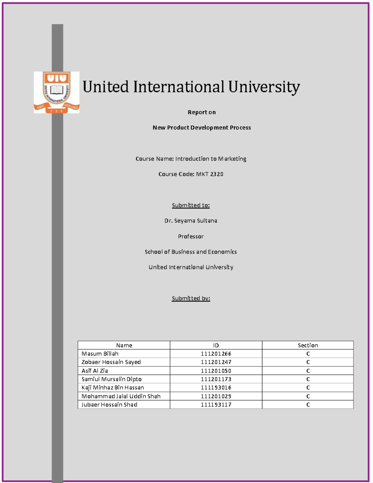 New Product Development Process Report - MKT 2320 - Studocu