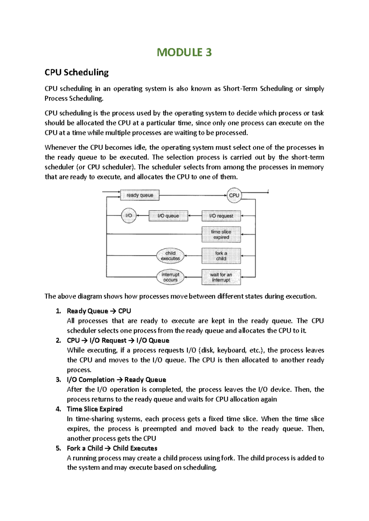OS Module 3: CPU Scheduling Techniques and Algorithms - Studocu