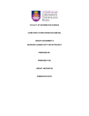 Computer System Operation - IMD163 - UiTM - Studocu