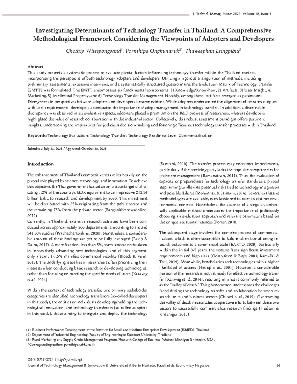 Investigating Technology Transfer Dynamics in Thailand: Insights ...