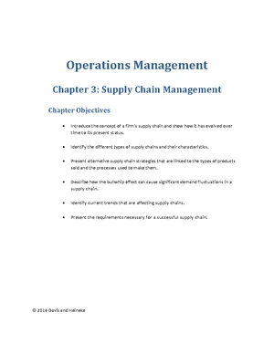 Supply Chain Management - Study Notes & Assignments - Studocu
