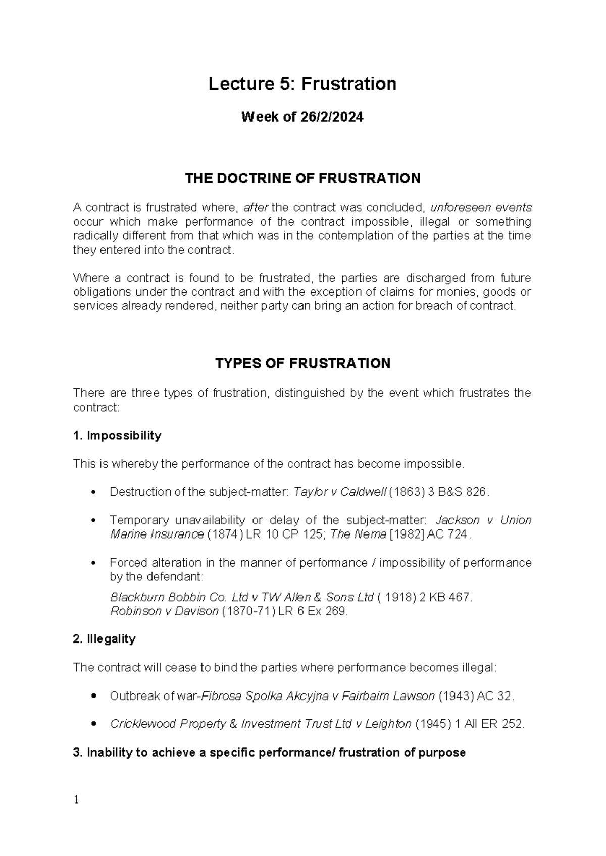 Lecture notes 6 - Lecture 5: Frustration Week of 26/2/ THE DOCTRINE OF ...