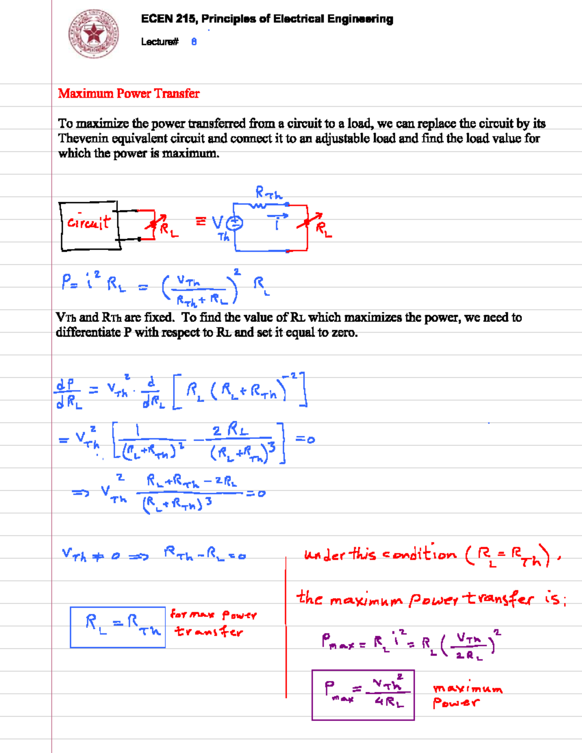 UNIV ECEN 215: Principles of Electrical Engineering Study Guide - Studocu