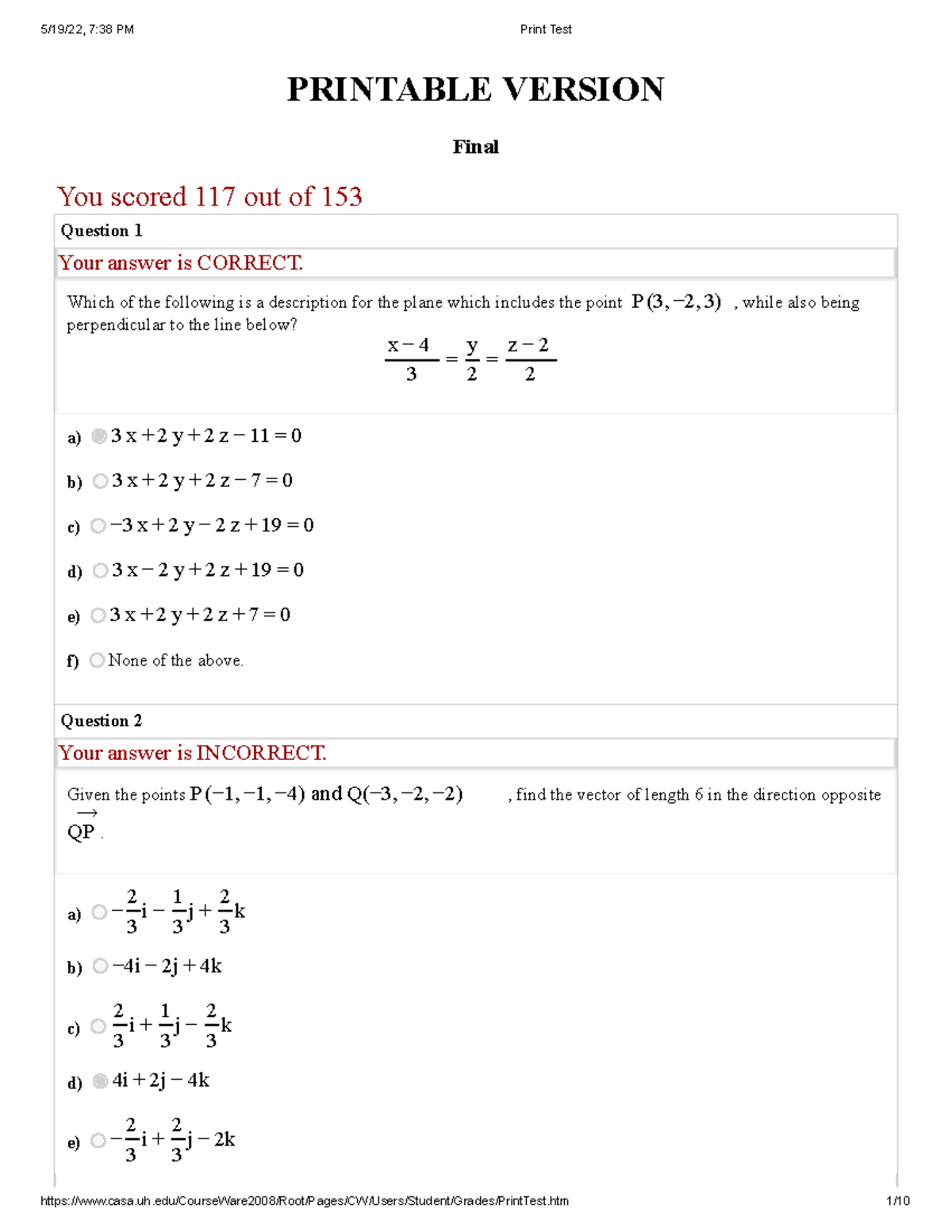 MATH 2415 Final Exam - Print Test Results and Solutions - Studocu