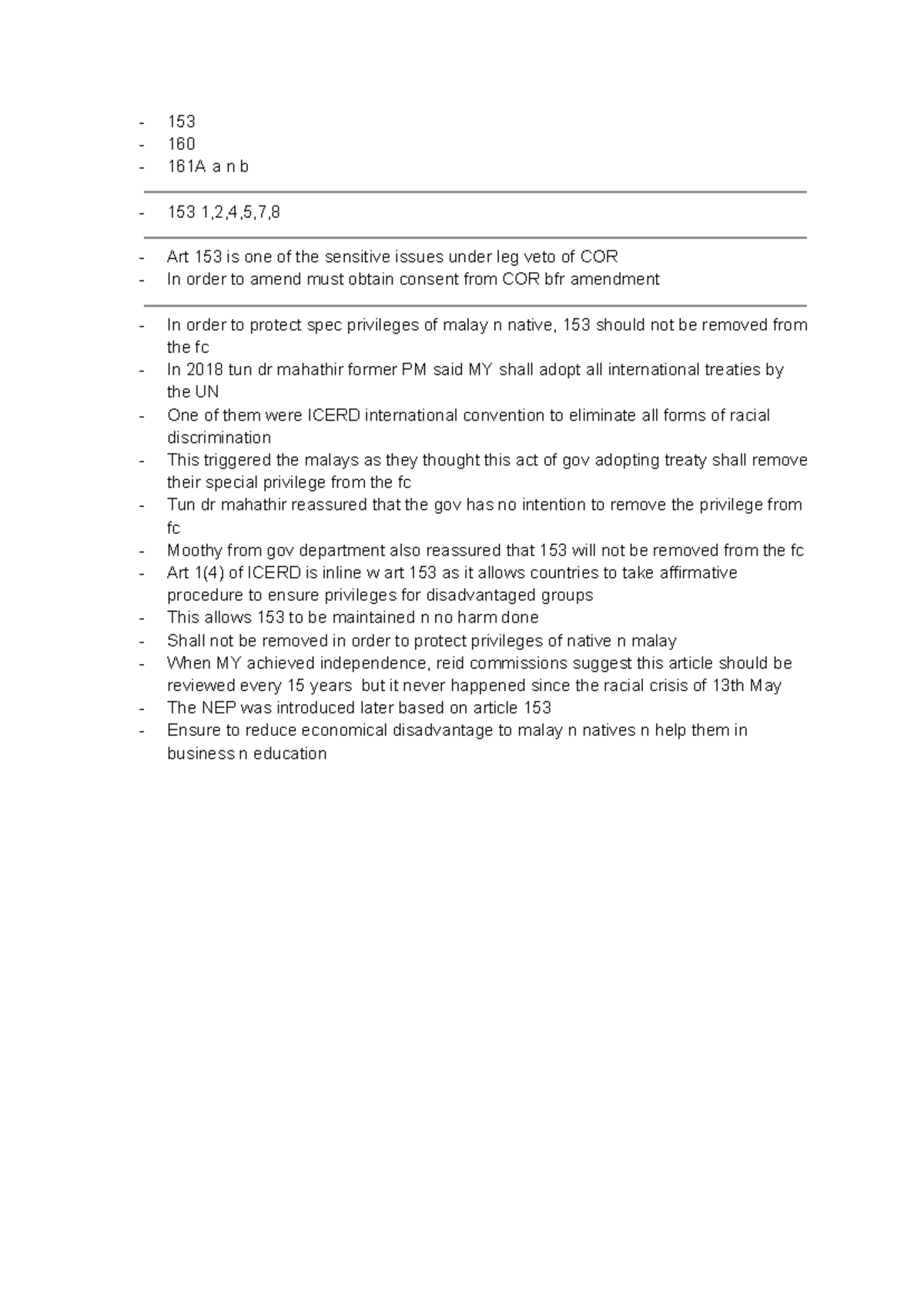 153 - Final Exam Notes on Article 153 and Racial Privileges - Studocu