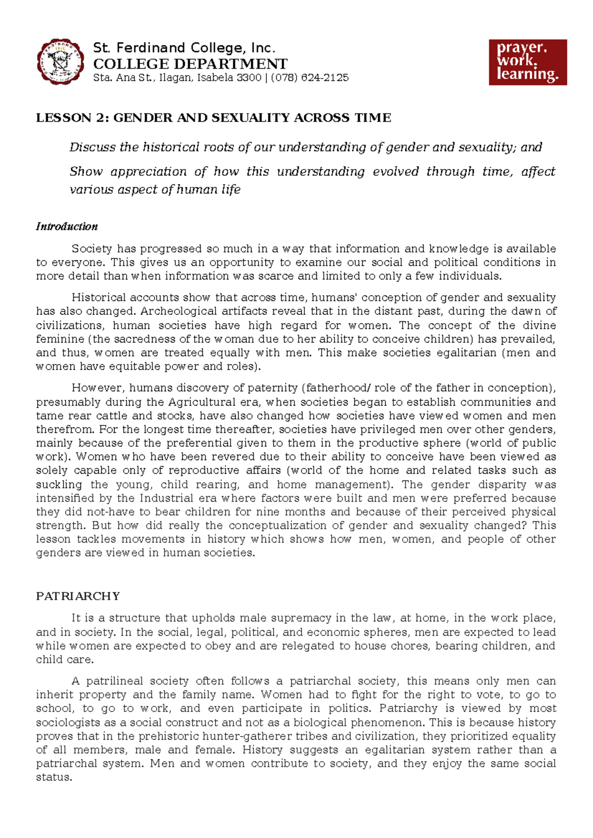 Gensoc 2: Gender and Sexuality Through Historical Perspectives - Studocu