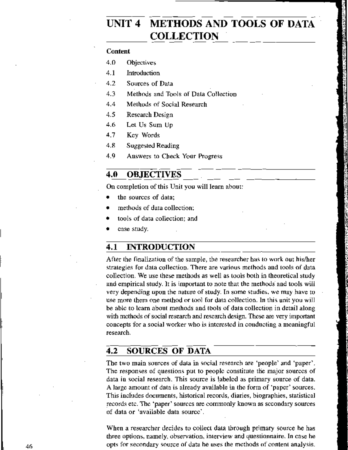 Methods and Tools of Data Collection (Unit 4) - Studocu
