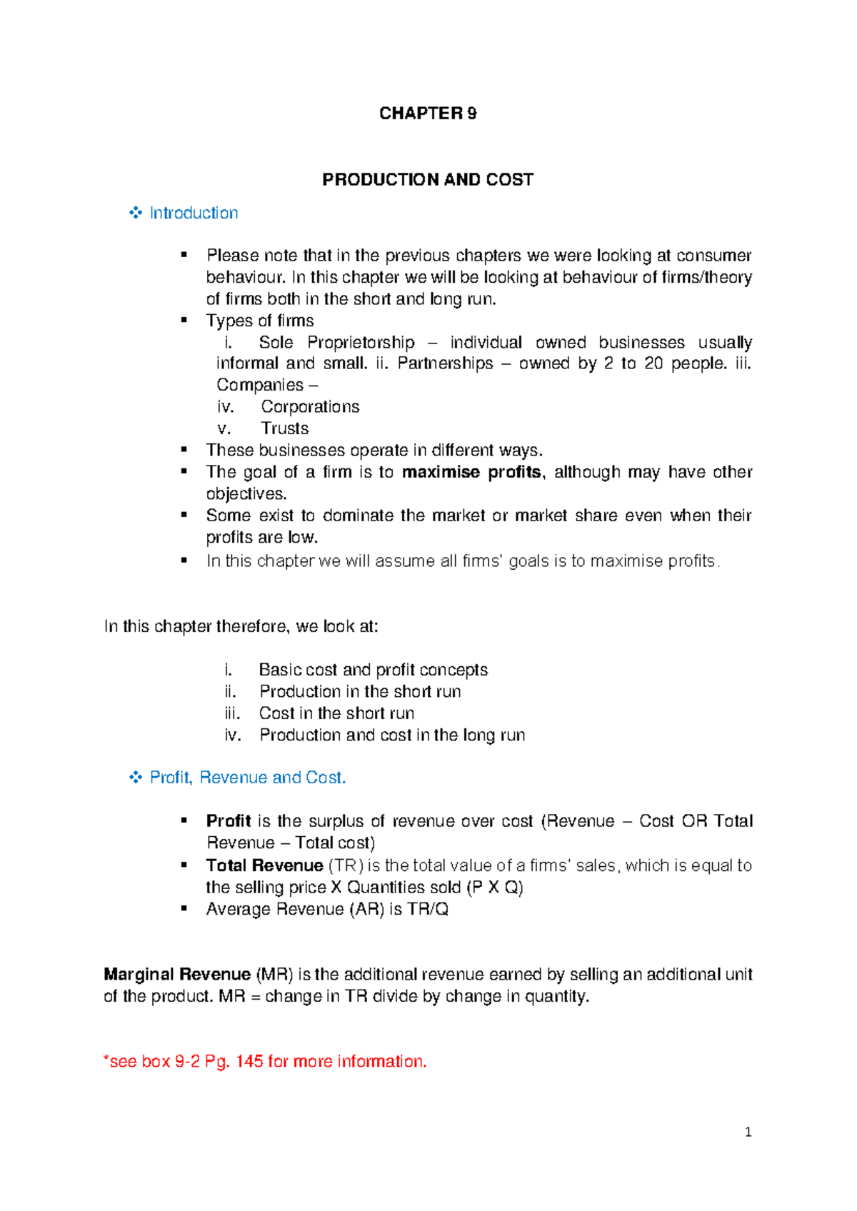 Chapter 9: Understanding Production and Cost in Economic Firms - Studocu