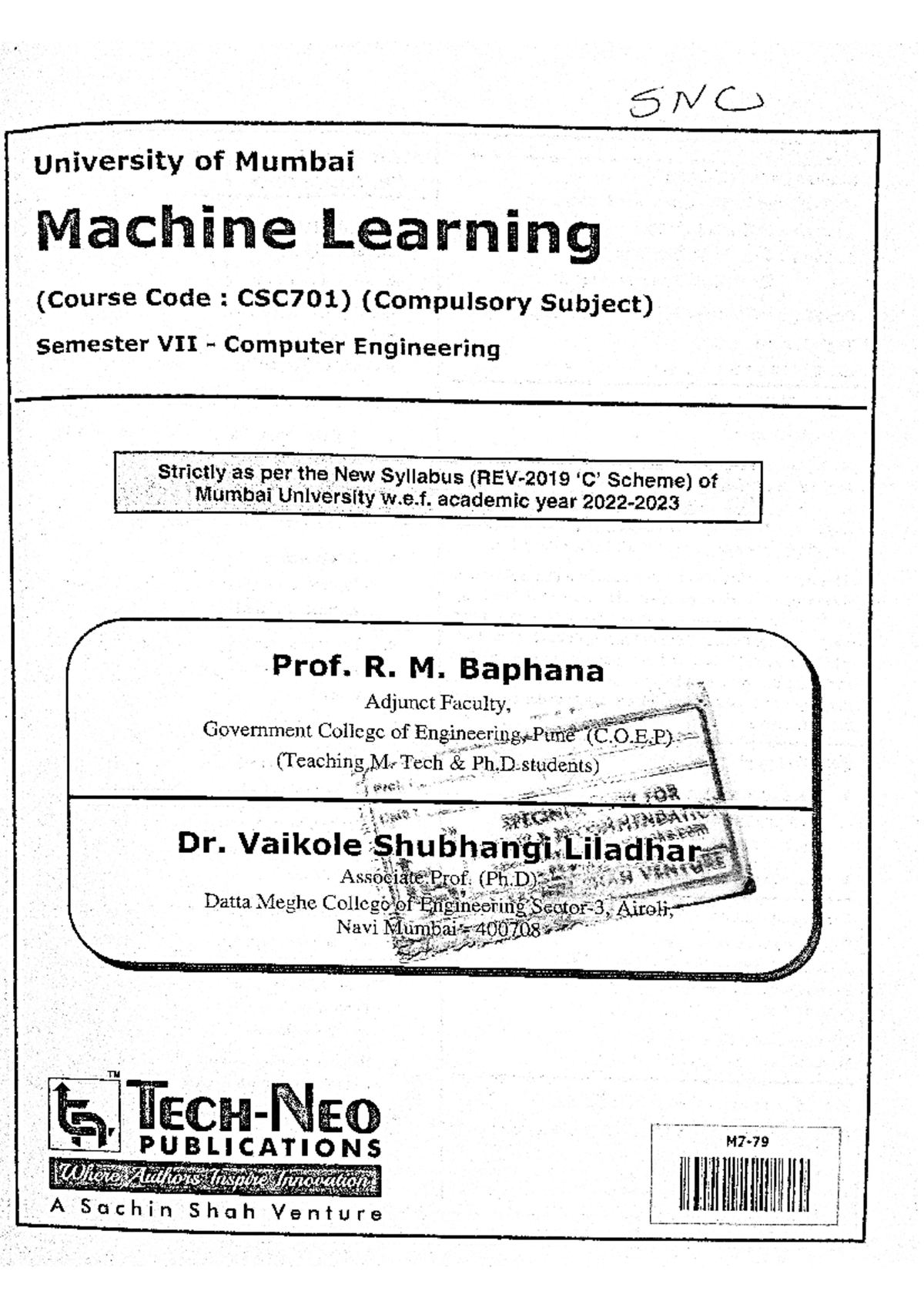 3 - Good - SNC University of Mumbai Machine Learning (Course Code ...
