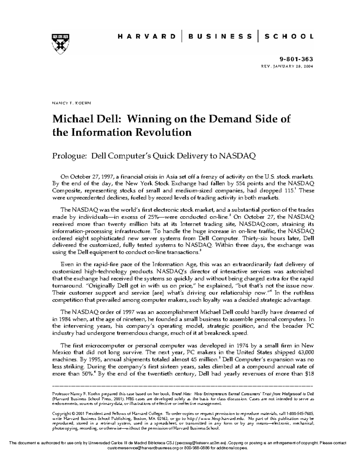 Michael Dell: Strategies for Success in the PC Market (HBS Case Study ...