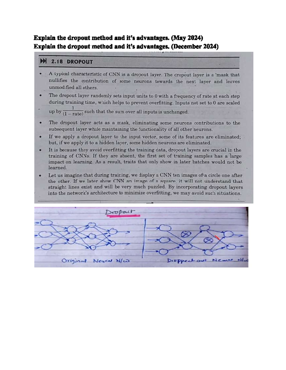 Exam DL M2,3,4,5 - Dropout, Gradient Descent & CNN Overview - Studocu