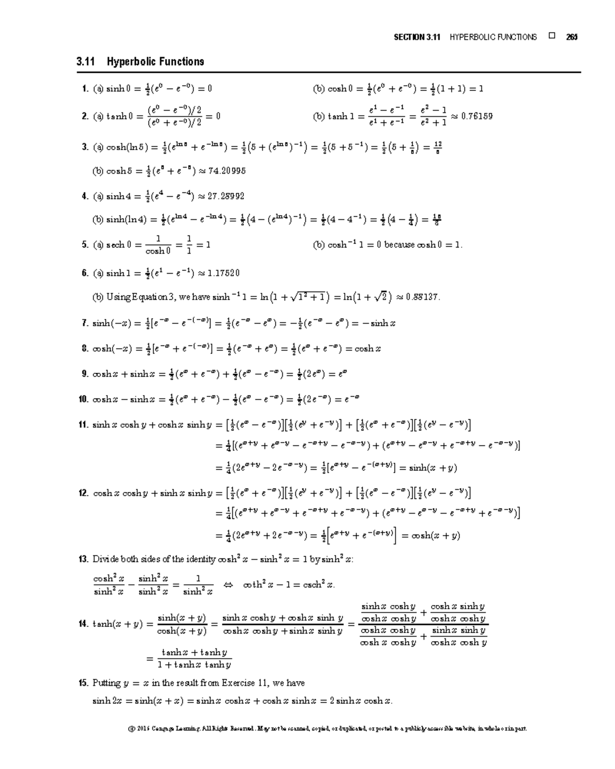 Chapter 3.11: Hyperbolic Functions - Introduction to Calculus - Studocu