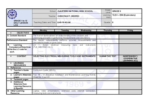 Week 3 new - Daily lesson log - GRADE 1 to 12 DAILY LESSON LOG School ...