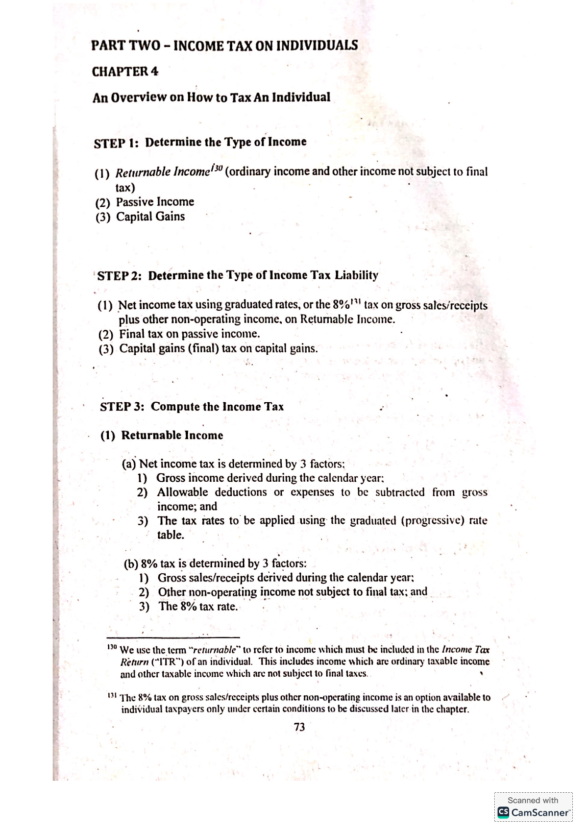 Cam Scanner taxation - PART TWO INCOME TAX ON INDIVIDUALS CHAPTER 4 An ...