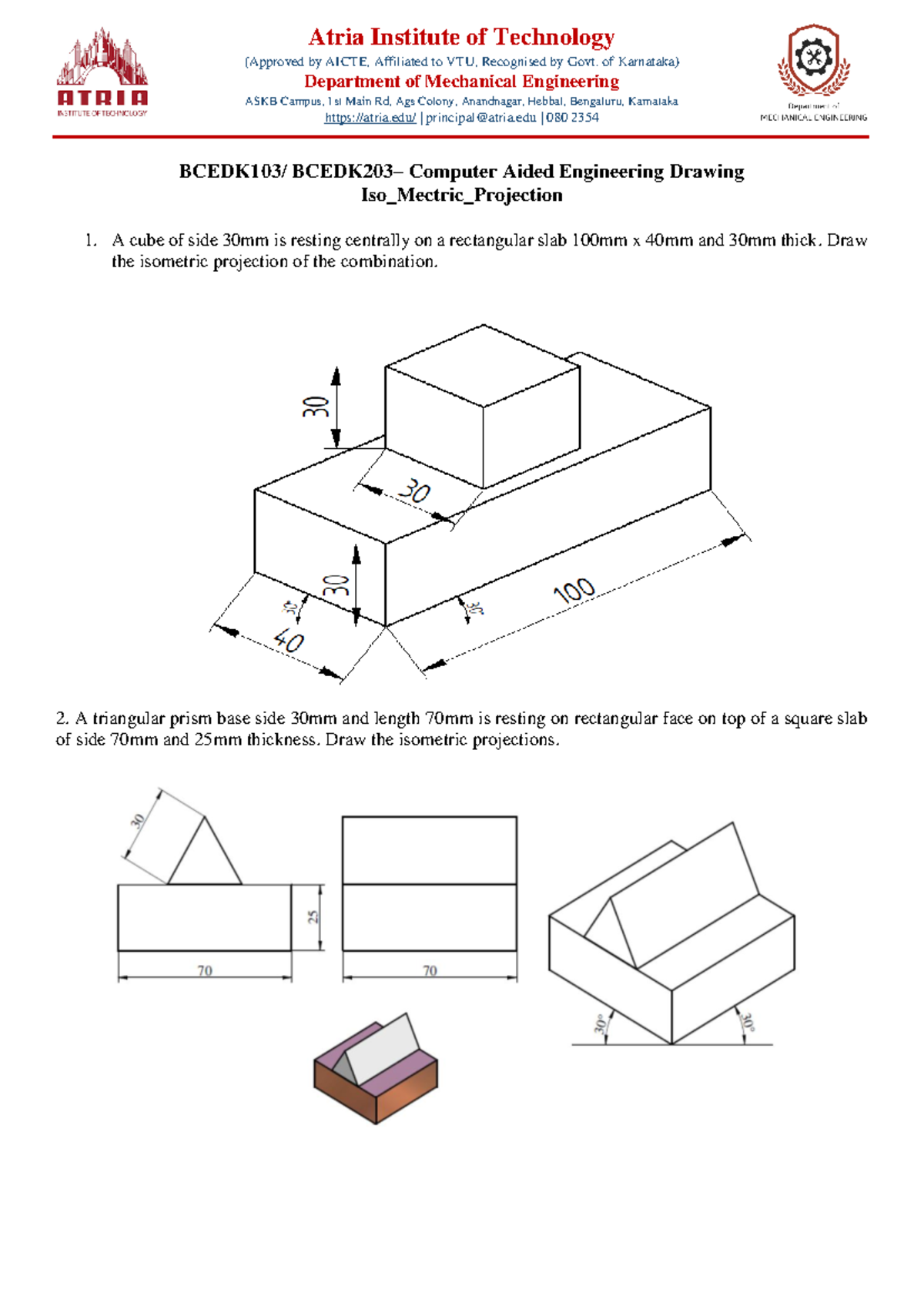 Iso-Metric Projections in CAED (BCEDK103/BCEDK203) - Studocu