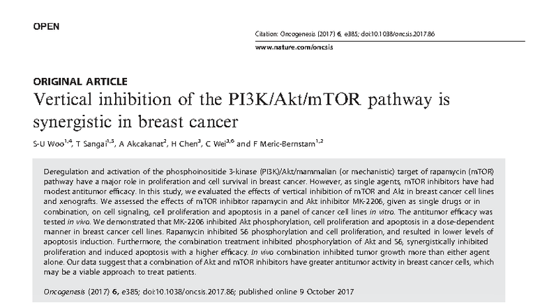 WOO et al. 2017 - Synergistic Inhibition of mTOR and Akt in Breast ...