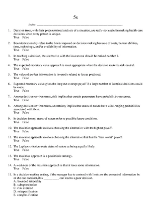 Management Science - Chapter 1 Notes (Course Code: MS101) - Studocu