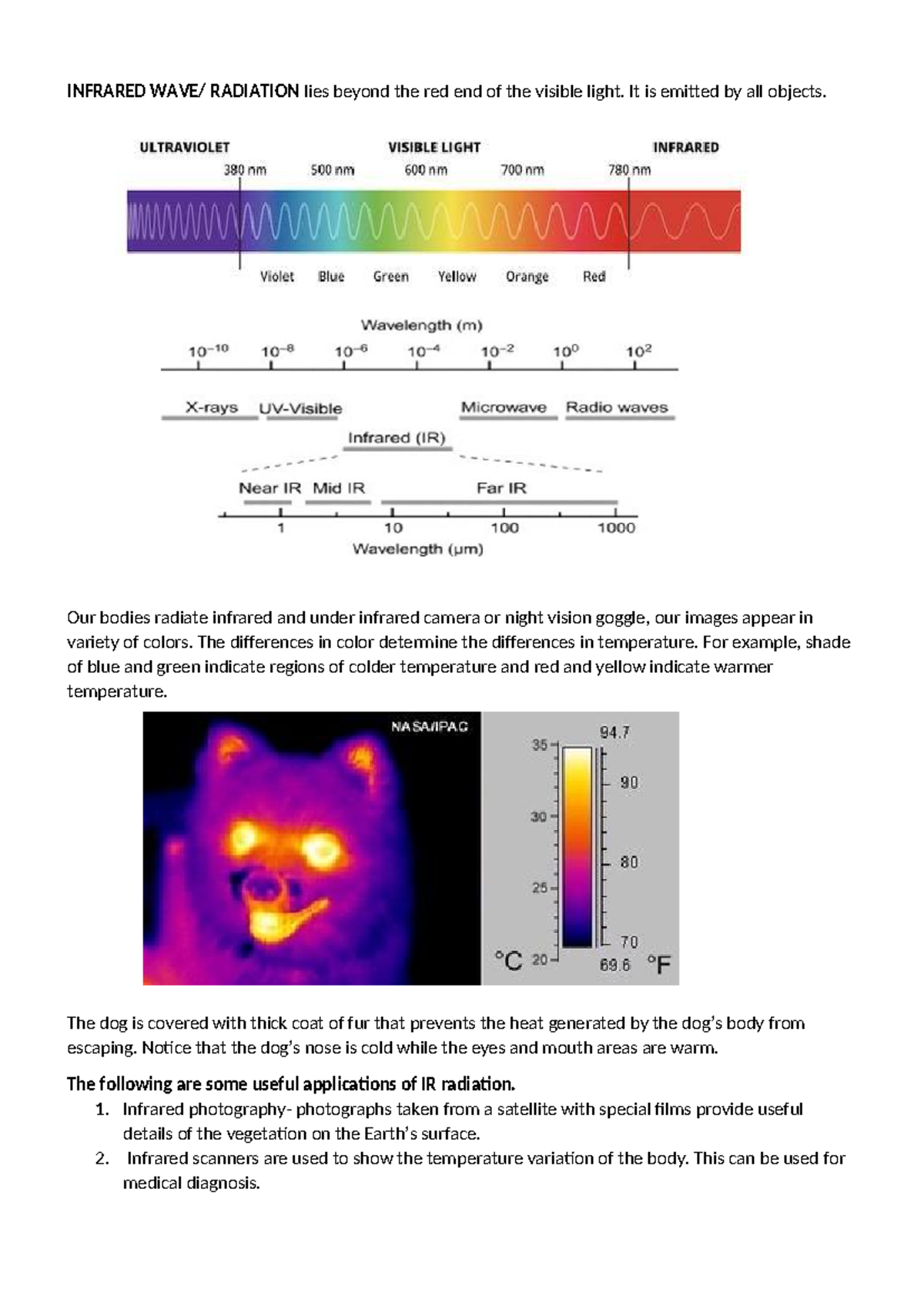 Infrared Radiation and Its Applications - G10 Q2 Science - Studocu