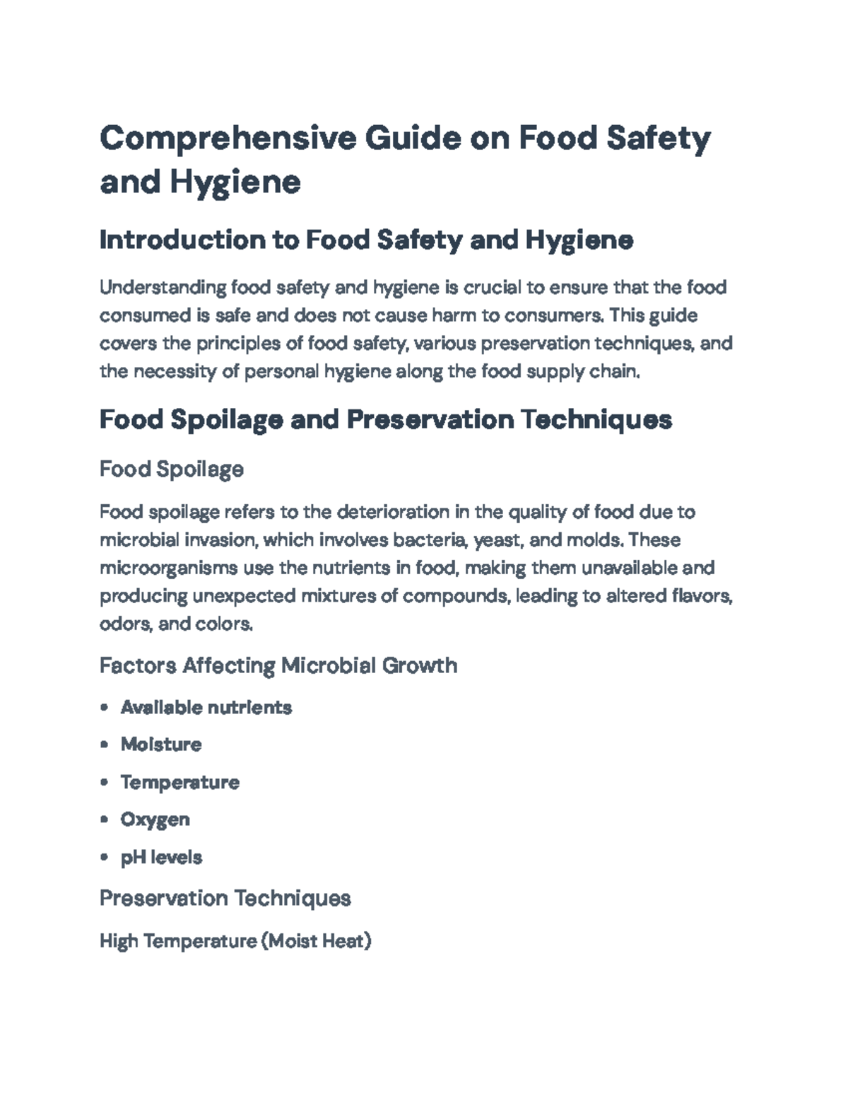 Food Safety & Hygiene: Comprehensive Guide for Students (FSH 101) - Studocu