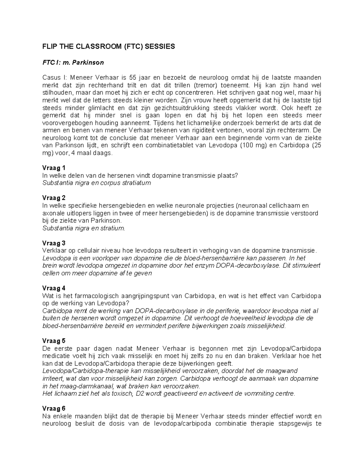 FTC - Flip the Classroom: Parkinson en Diabetes Mellitus Casussen en ...