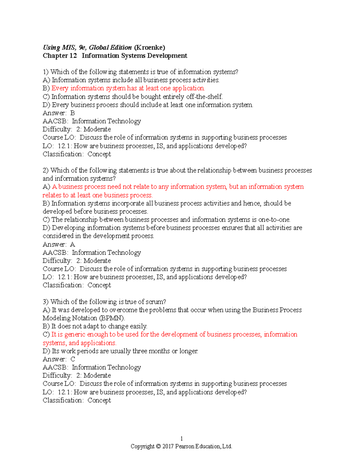Test Bank for MIS 9e Chapter 12: Information Systems Development - Studocu