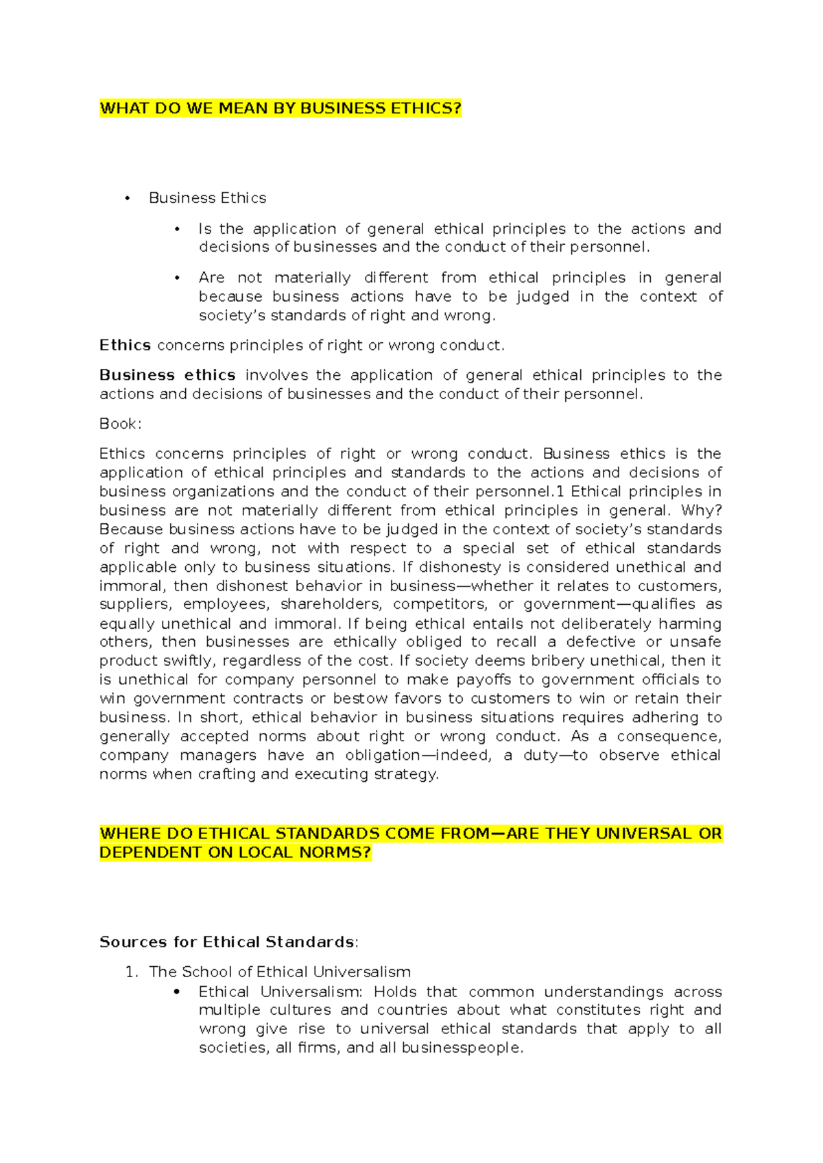 BUS 301: Chapter 9 - Understanding Business Ethics and Standards - Studocu