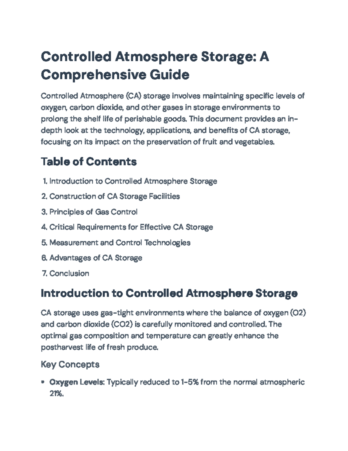 Comprehensive Guide on Controlled Atmosphere Storage for Produce - Studocu