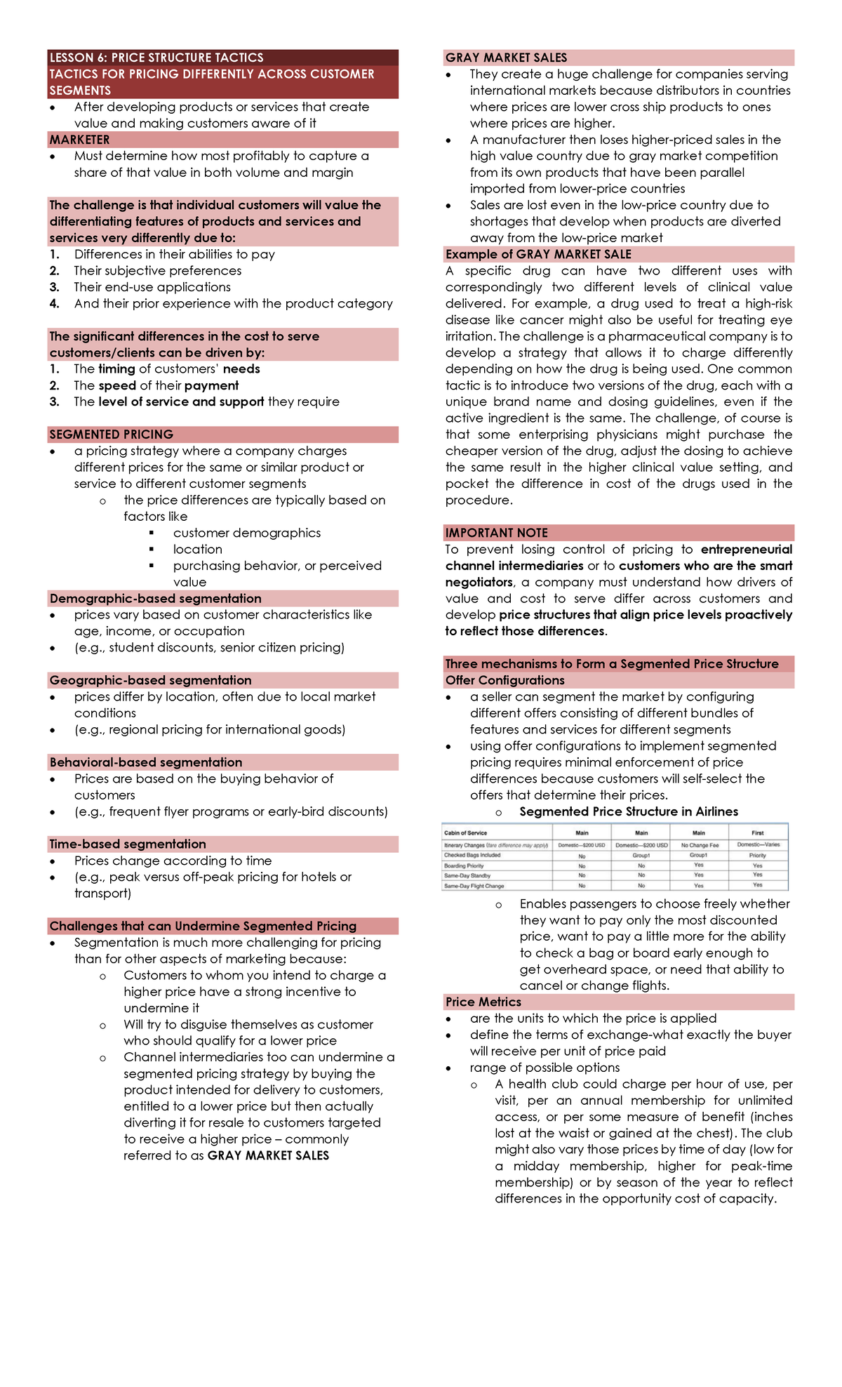 MKTG 301: REVIEWER FOR QUIZ ON SEGMENTED PRICING STRATEGIES - Studocu