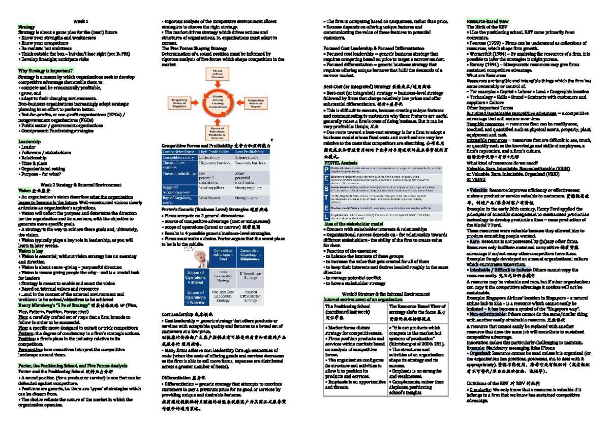 Final Exam Notes: Strategic Management and Competitive Analysis (MGT ...