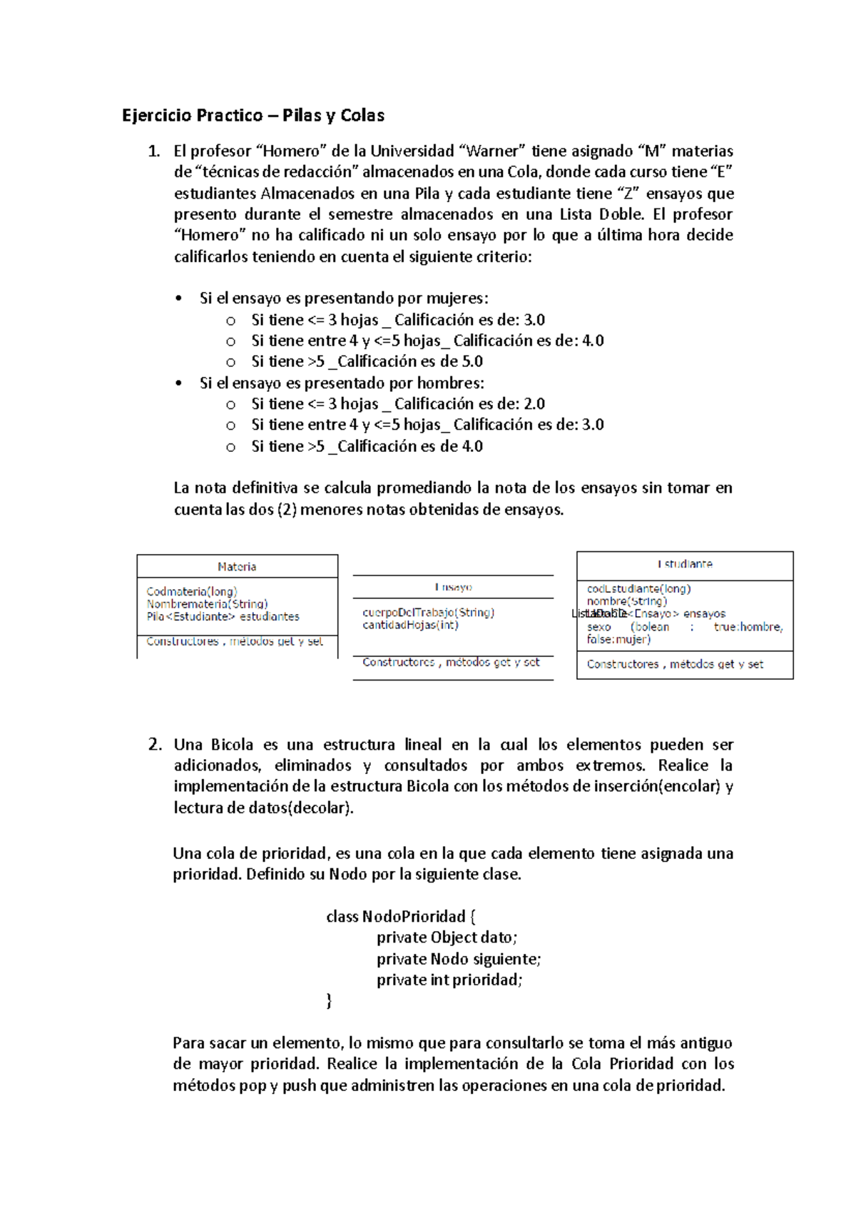 Ejercicio Práctico: Pilas y Colas - Implementación y Calificaciones ...