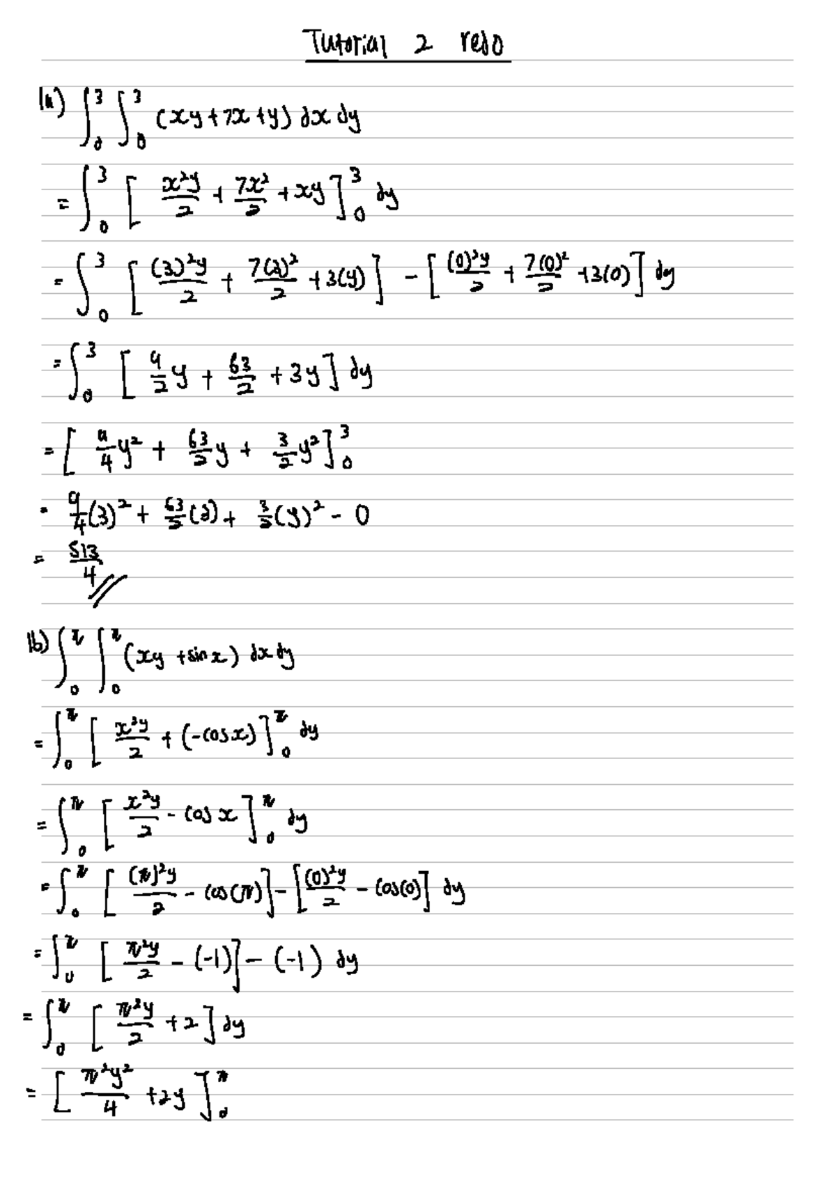 MA1511 Tutorial 2 Answers: Volume Integration and Graph Sketching - Studocu