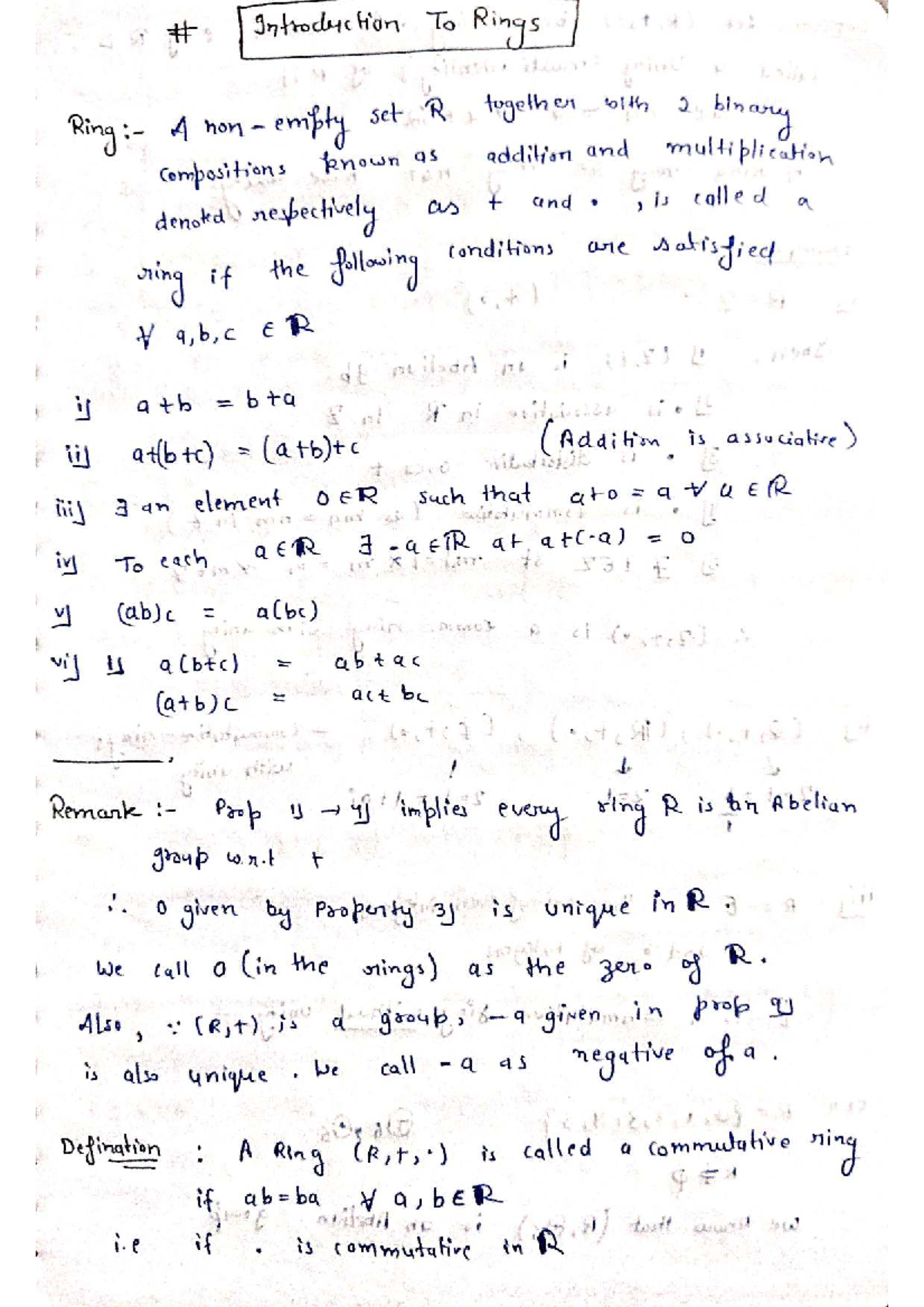 Algebra Notes 3: Introduction to Rings and Their Properties - Studocu
